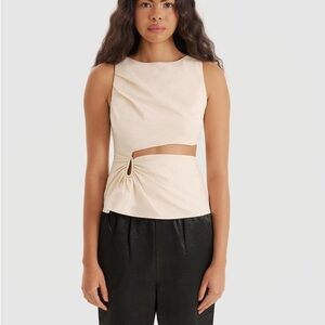 4th and Reckless Milly Top. Chic Cream Cut-Out Blouse